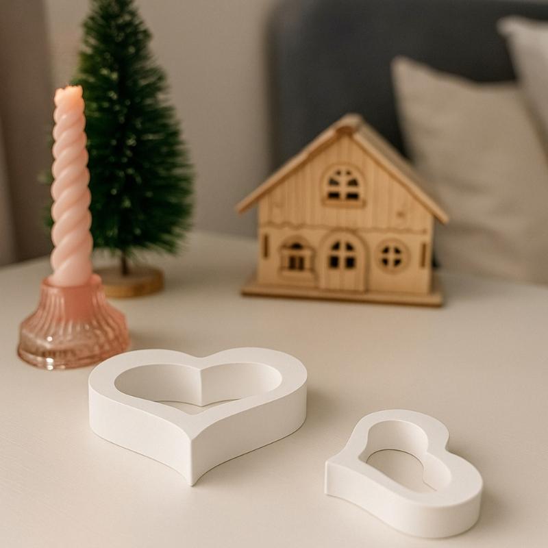 3Pcs Hollowed Heart Silicone Molds Multifunctional Silicone Candle Mould For Handmade Candle Soap and Resin Casting