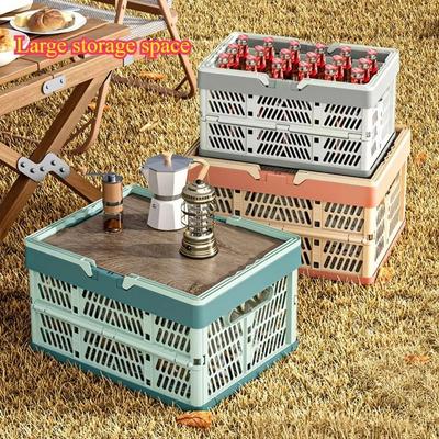 Thickened Folding Storage Basket Stackable Hollow Collapsible Storage Crate with Handle Large Capacity Plastic Storage Box