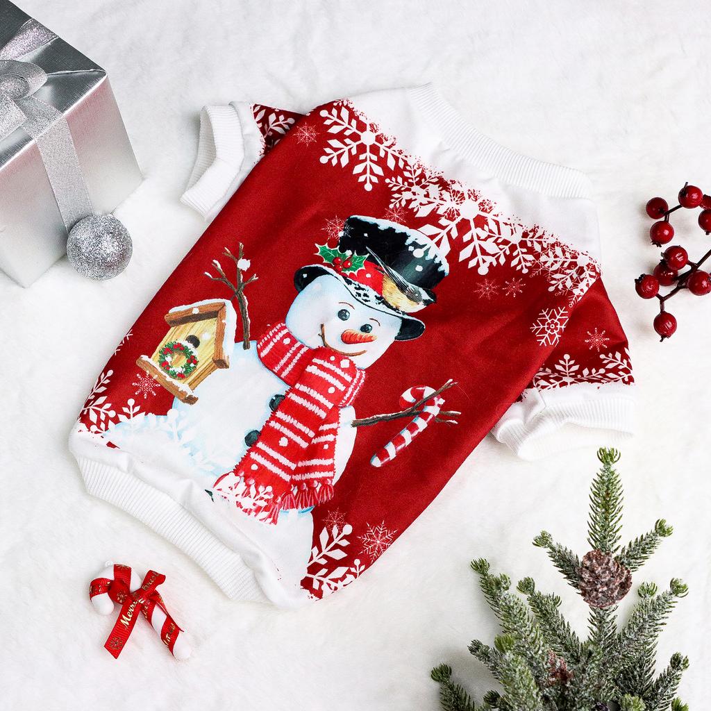 Dog Hoodies for Winter Puppy Clothes with Cute Snowman Printed Sweatshirts for Small Medium Dog Cat Warm and Comfort Shirts with