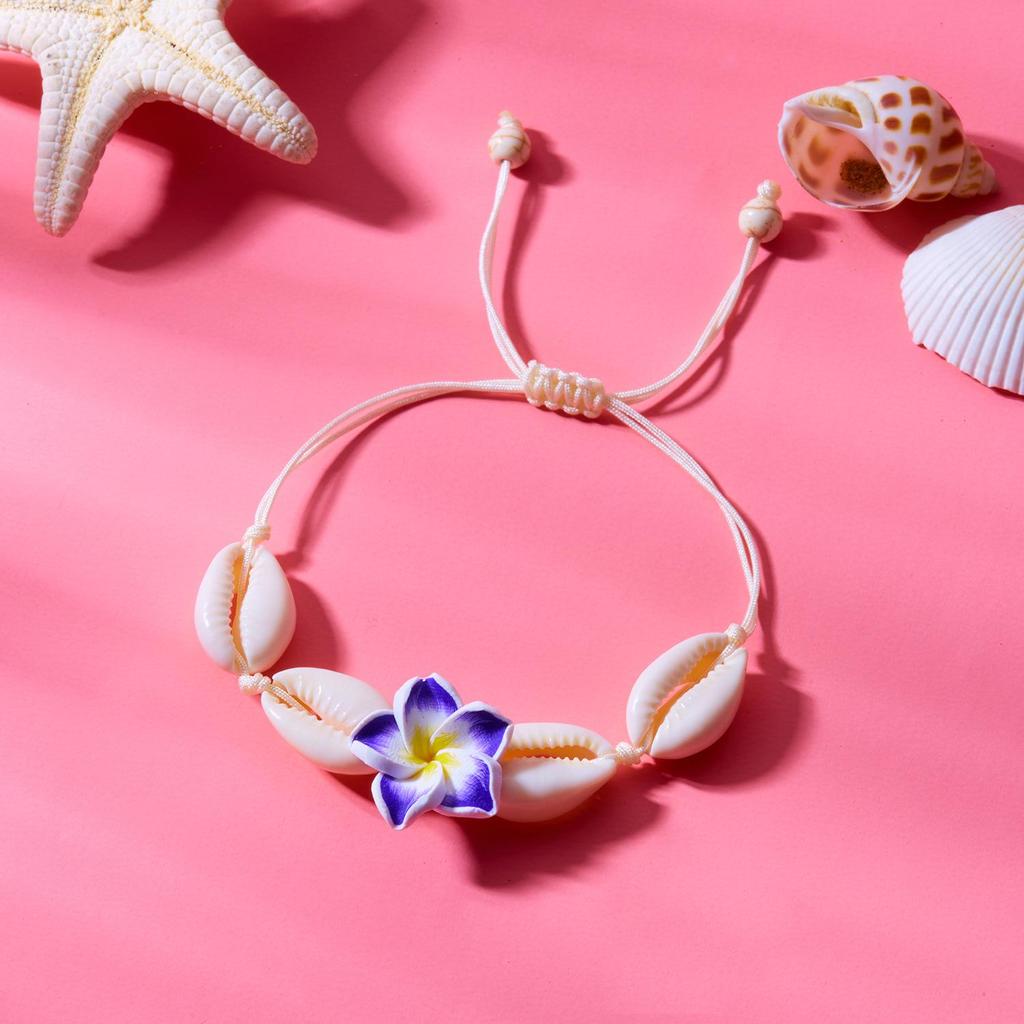 Handmade Soft Clay Flower Shell Braided Bracelet – Fashionable and Versatile