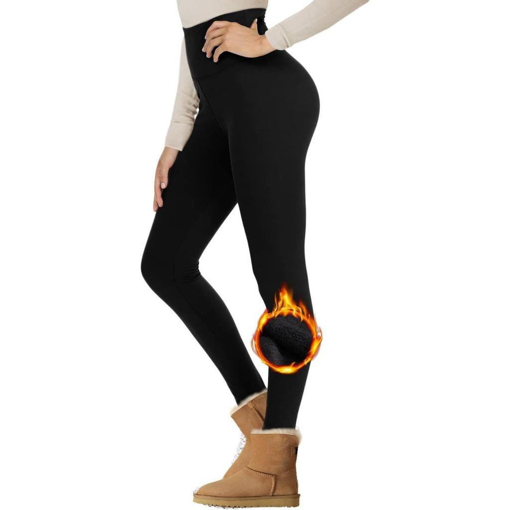 Women's High Waist Leggings Slim Fit Thermal Fleece Lined Yoga Pants For Winter Sports Workout