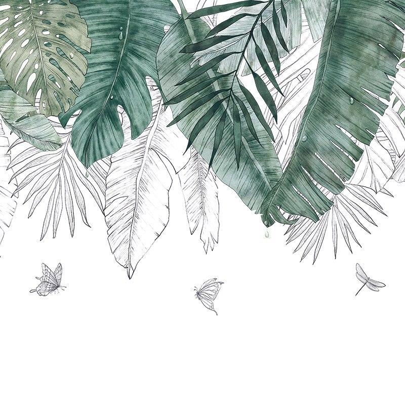 24 Styles Wall Stickers Decorated Tropical Green Leave Nordic Fresh Living Room Bedroom Stickers Plant Flowers Wall Decorations