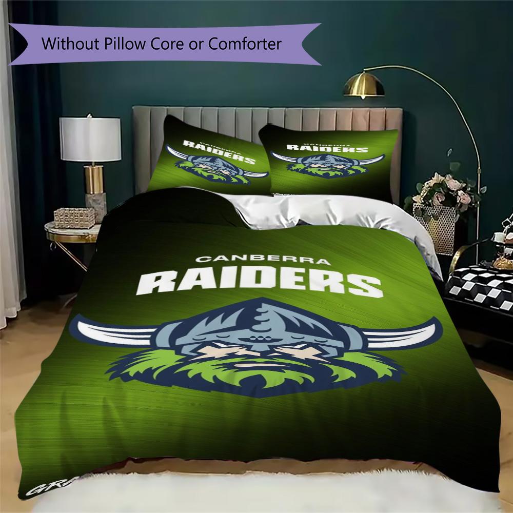 Canberra Raiders logo Pattern Bedding,Quilt Set Quilt Cover Pillowcase Home Birthday Gift (1*duvet cover+2*pillowcase,without core)SSJT0917201