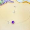 S925 Silver Osynlig Linje Halsband med Naturlig Vit Kristall och Ametist