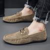 Classic Retro Green Men's Loafers Shoes Flats Handmade Suede Moccasin Casual Shoes Men Slip-on Driving Footwear mocasines hombre