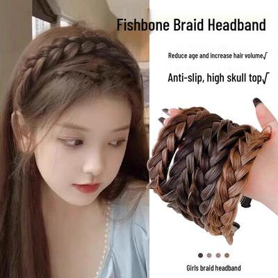 2025 Women's Non-Slip Fishtail Braid Wig Headband with Teeth and High Crown Hair Clip