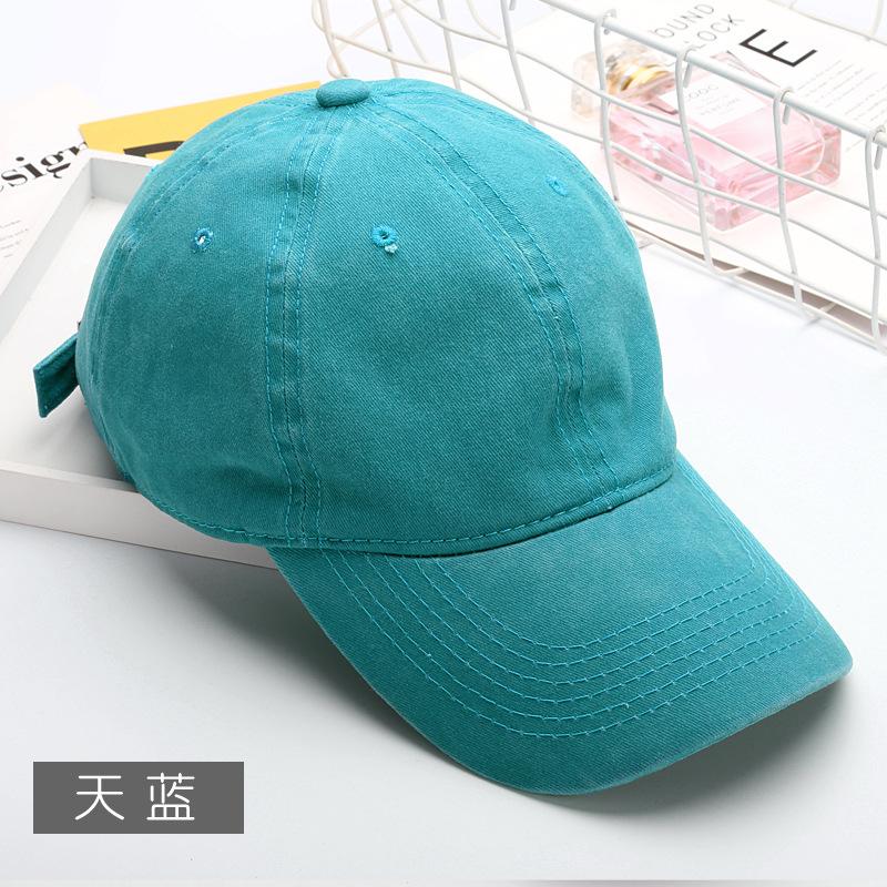 

Hat cap couple light plate solid color cotton baseball cap light plate washed cap Adjustable небо синє кольору