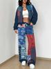 Splicing Autumn and Winter New European and American Women's Clothing Retro Pattern Printing Suit Women