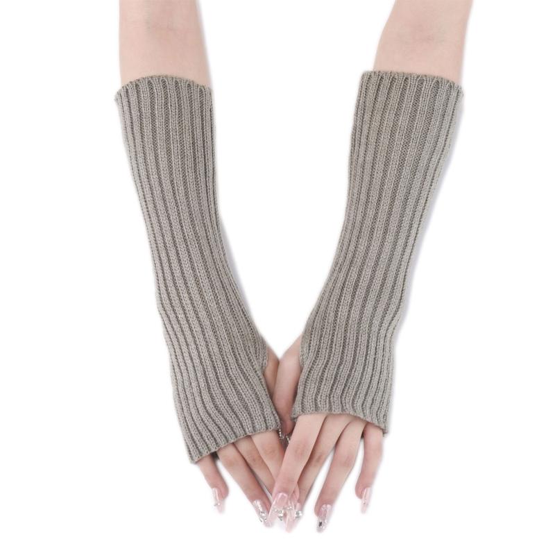 

Fashion Knitted Fingerless Gloves 30cm Half Finger Arm Sleeves All-match Solid Color Arm Cover for Skiing Cycling