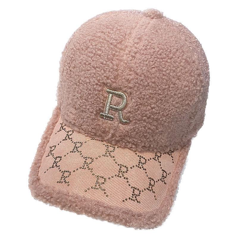 Womens Fashion Lamb Autumnwinter 2025 Baseball Cap Adjustable Fleecelined Casual Versatile Hat