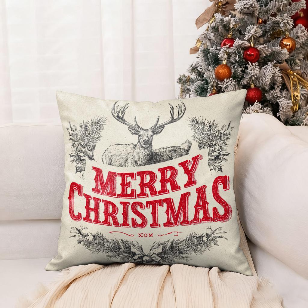 Merry Christmas Green PillowcaseSuitable for Sofa, Car, Bedroom Decorative Cushion Cover Christmas Pillow Cover