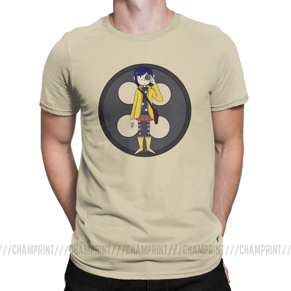 Coraline Men S T Shirts Coraline Button Eyes Leisure Cotton Short Sleeve Tees Crew Neck T