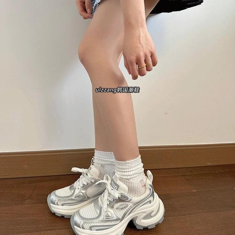 PLOVER Dad Shoes Women's Ins Tide 2025 Summer Explosion Mesh Breathable Hong Kong Style Versatile Platform Casual Sports Shoes