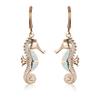 Ocean Wind Series Blue and White Australian Treasure Micro Inlaid White Diamond Seahorse Versatile Earrings