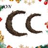 DIY Christmas Ornament Supplies Natural Woven Rattan Moon Wreath, Hollow Crescent Shape Wreath Base Base, Durable Decorative Hanging for Seasonal Home