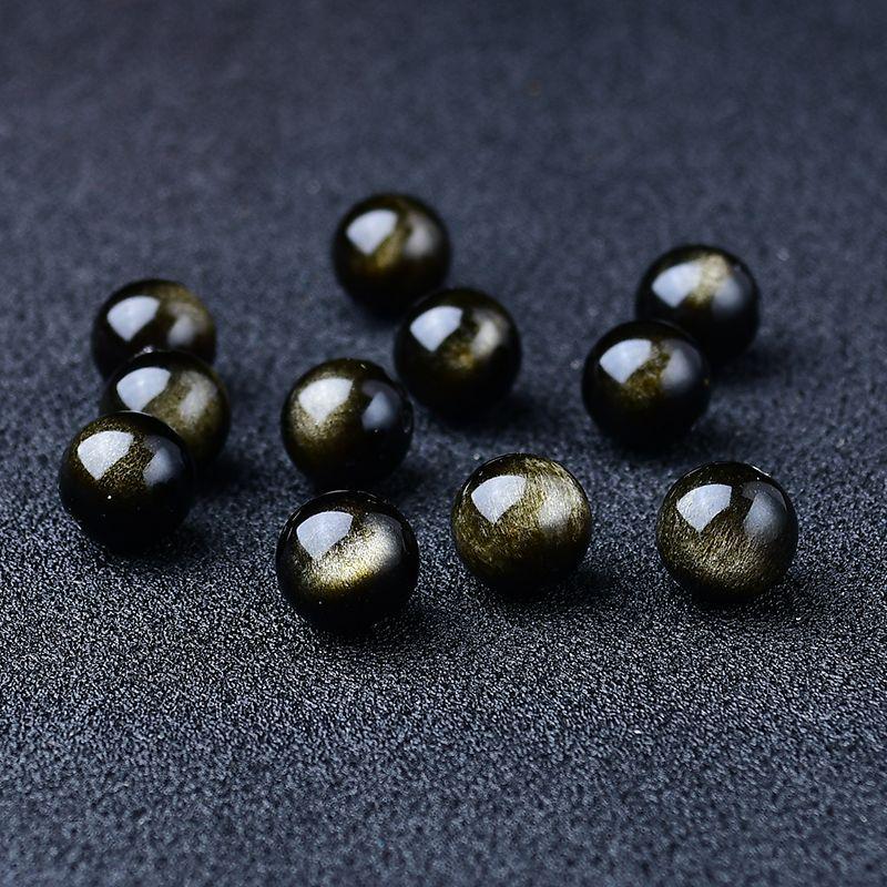 Gold & Black Natural Obsidian Round Beads for DIY Jewelry Bracelet Necklace Accessories 6mm