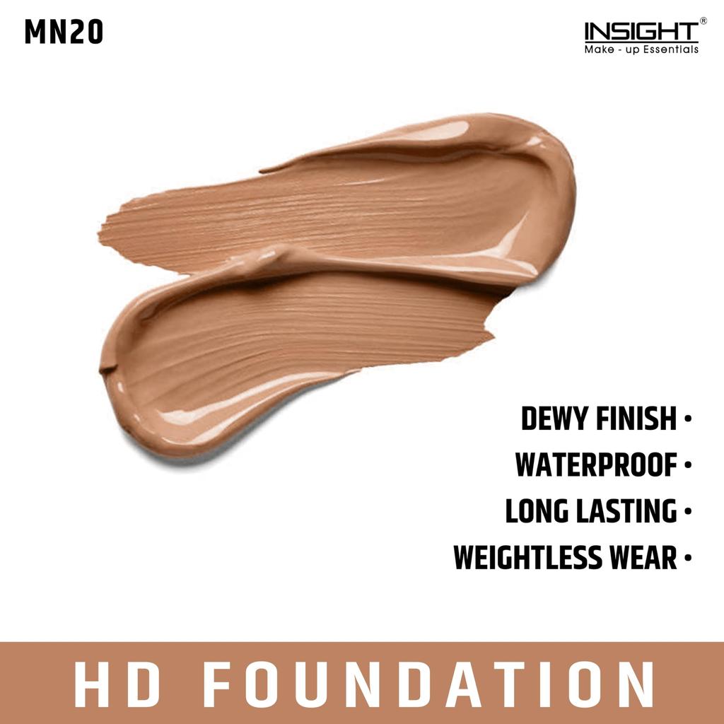 INSIGHT HD Foundation | Dewy Finish | High Coverage| Blurring Properties| Lightweight | Fragrance Free |Flawless Look| Shade-MN20