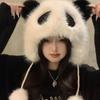 WTEMPO Winter Cute Cartoon Panda Shaped Faux Fur Warm Hats Windproof Cold-proof Thick Plush Ear Protection Soft Hats