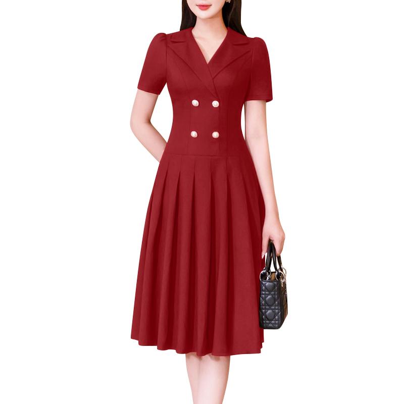 

ZANZEA Женское повседневное свободное плиссированное платье с отложным воротником и короткими рукавами 4XL