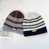 Autumn and Winter Knitted Hats Korean Style Striped Pile Hats Women's New Warm Toe Caps Fashionable and Versatile Ear Protection Woolen Hats