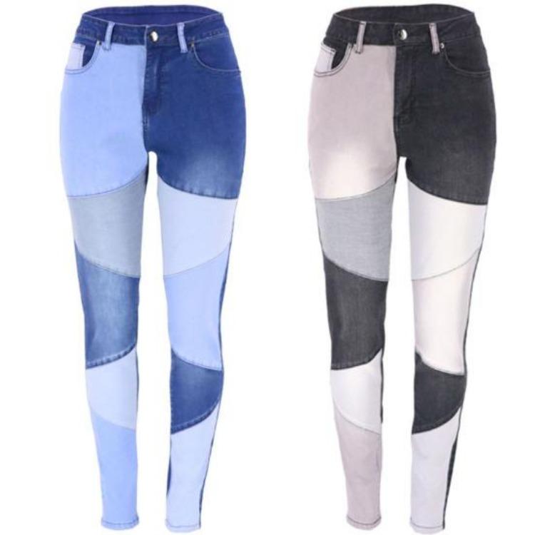 Vintage Patchwork Slim Women Jeans Bottoms