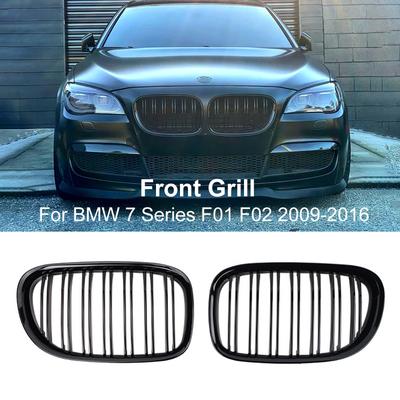 2 Line Front Bumper Grilles Kidney Racing Grill Gloss Black For BMW F01 F02 F03 F04 740I 750I 7 Series 2009-2015 Car Accessories