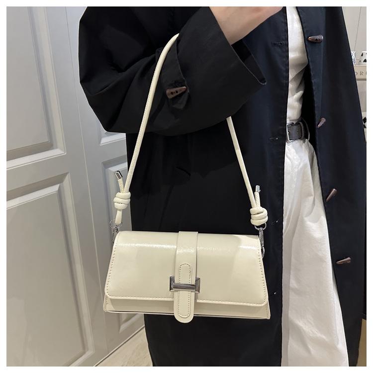 French Chic Faux Leather Baguette Bag Trendy Shoulder Armpit Crossbody Purse