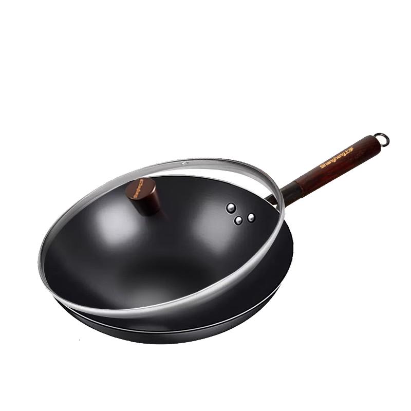 ShangHeng 32CM 304 Stainless Steel Uncoated Wok Set