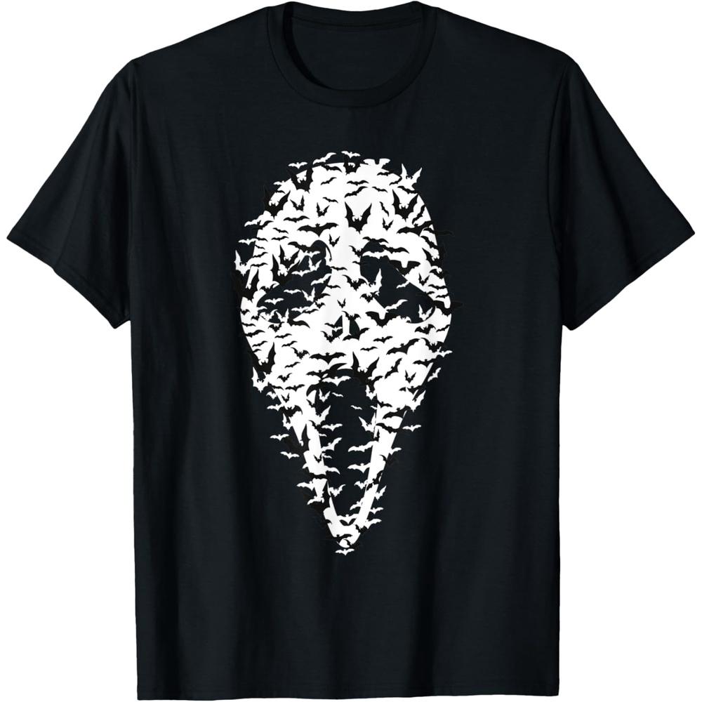 Bat Skull Silhouette Creepy Halloween Design T-Shirt S чёрный