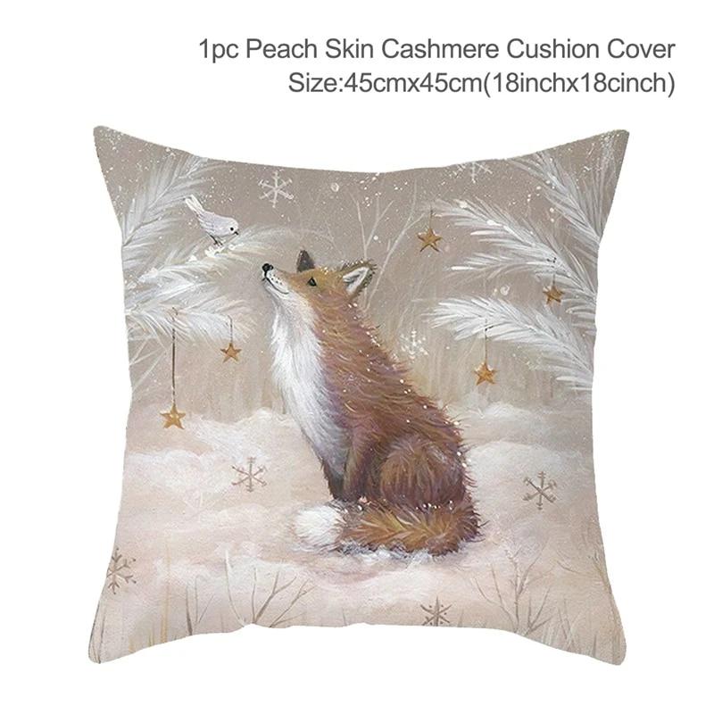 Santa Claus Christmas Tree Snow Scene Snowman Animal Deer Rabbit Bird Fox Sofa Seat Bedroom Car Office Decoration Pillowcase