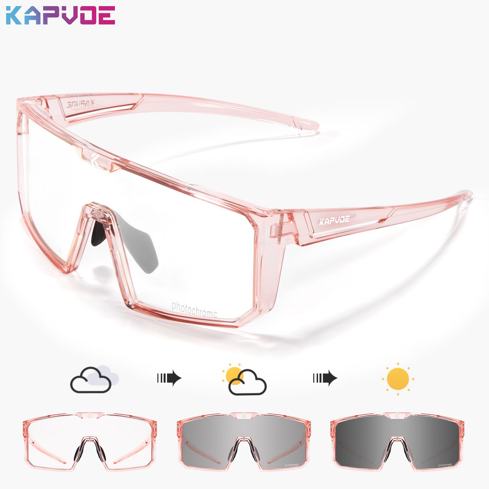 

Kapvoe Photochromic Cycling Sunglasses for Men Blue Riding Glasses Mountain Bike New Bicycle Goggles Eyewear Sports Photochromic-1lens
