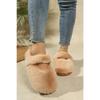 Women White Furry Flat Moccasin Loafers, Fleece Lined French Style Warm Cotton Shoes for Autumn Winter Outdoor Wear