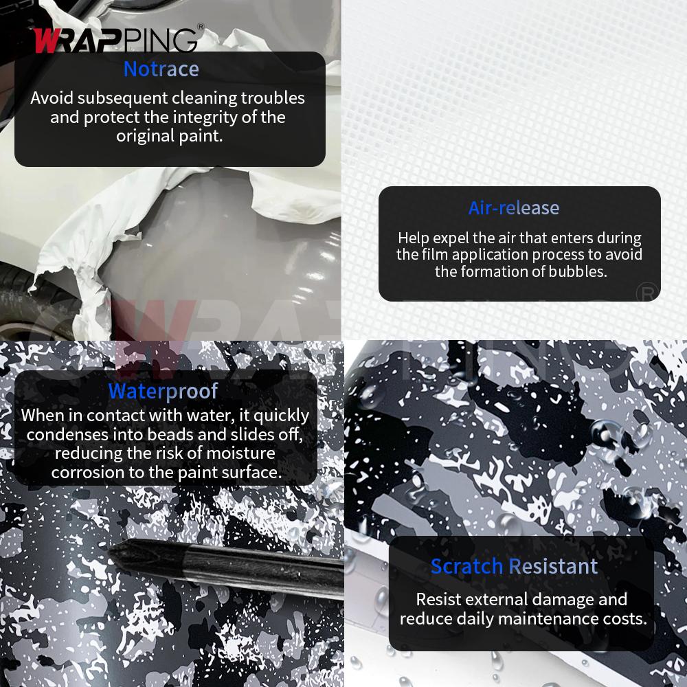 Black and Gray Digital Camouflage Wrap Vinyl Car Livery Vehicle Decoration Supplies Car Wrapping Film Motorcycle Vinyls Covering