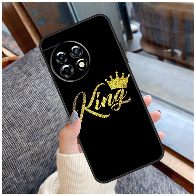 Cute King Queen Crown Case For OnePlus 15 12R 13R 13T 10T 8T 13 12 11 10 Pro Nord 5 CE 2 3 4 Lite N20 N30 Coque