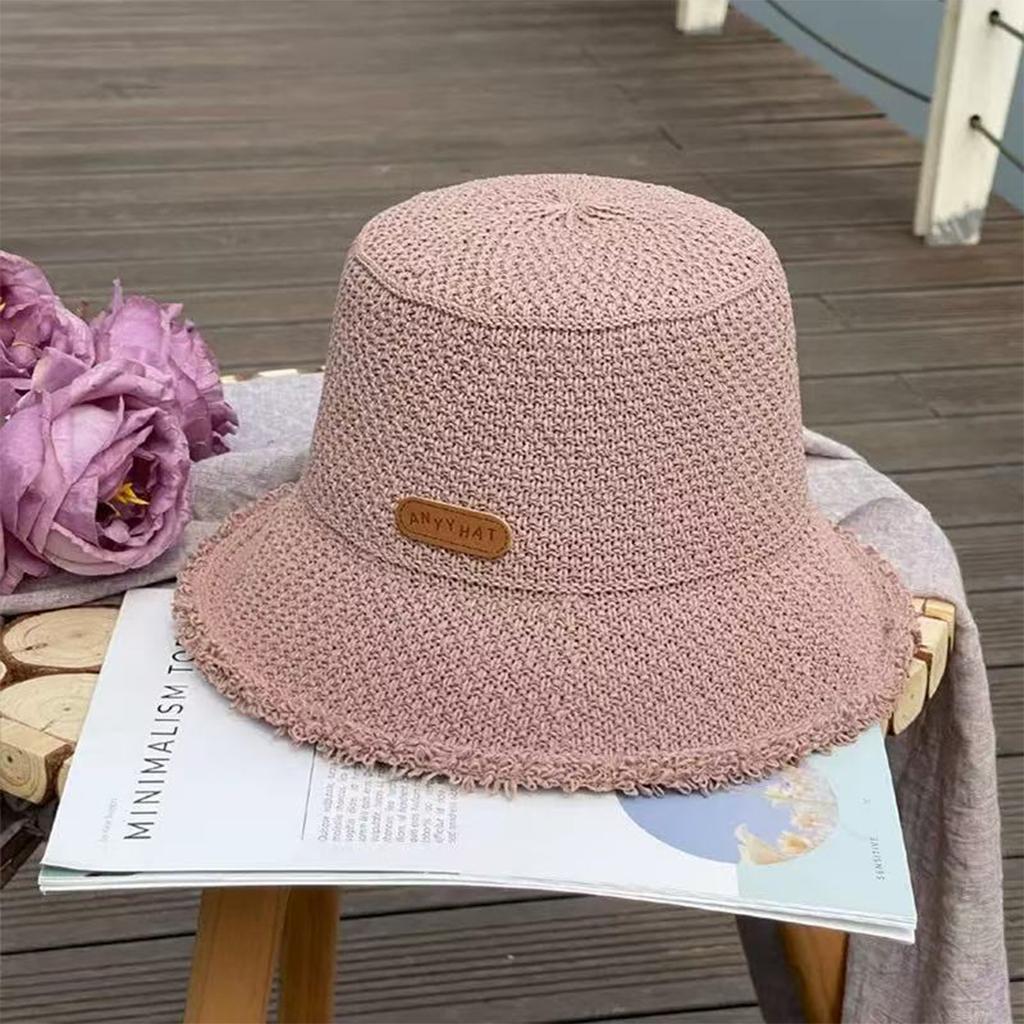Hollow Out Grass Woven Fisherman's Hat Summer Outdoor Leisure Beach Hats Ladies' Casual Sunscreen Cap Travel Caps