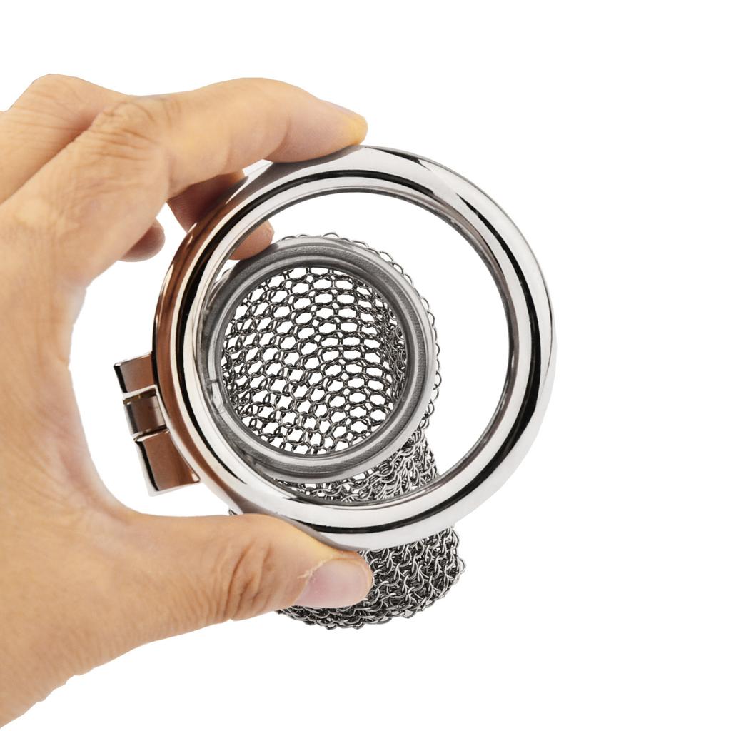 Stainless Steel Male Cock Cage Chastity Device Breathable Mesh Chain Locked Penis Cage Hidden Lock 2 Keys 100% Waterproof High