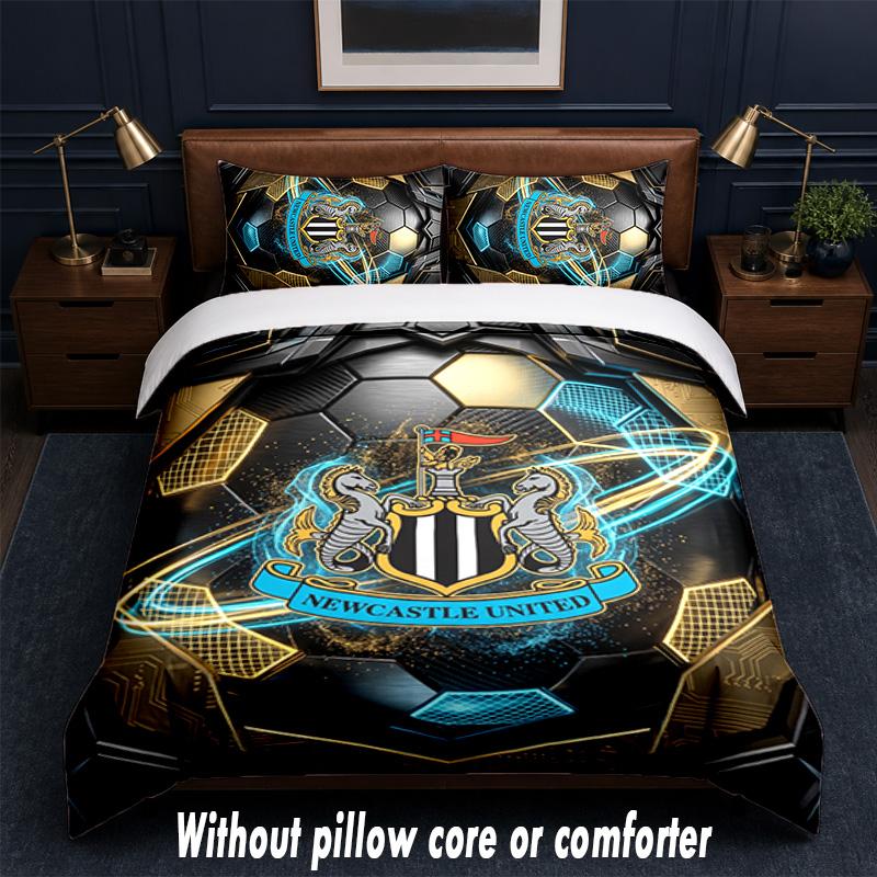 Newcastle United Football Design Bed Bedding Set 1 Duvet Cover + 2 Pillowcases Soft Breathable Household Bed Linens