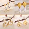 Stainless Steel Geometric Artificial Pearl Earrings 18K Gold-plated Anti Fading Earring for Women Vacation Wedding Jewelry Gifts