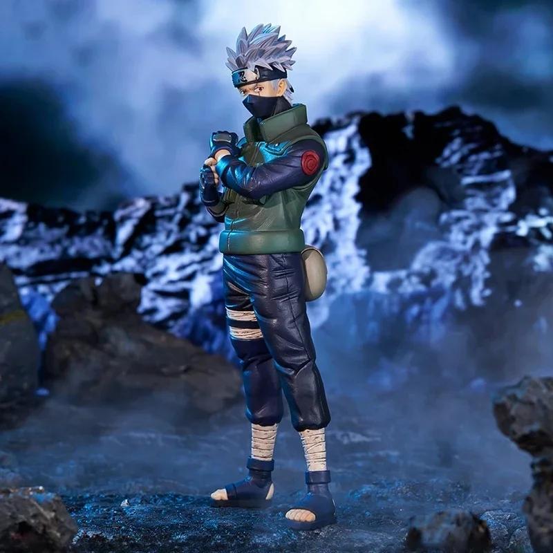 Bandai 20cm Naruto Shippuden Action Figure Set - Uchiha Sasuke Hatake Kakashi Namikaze Minato Anime Collection Model Toys Gifts