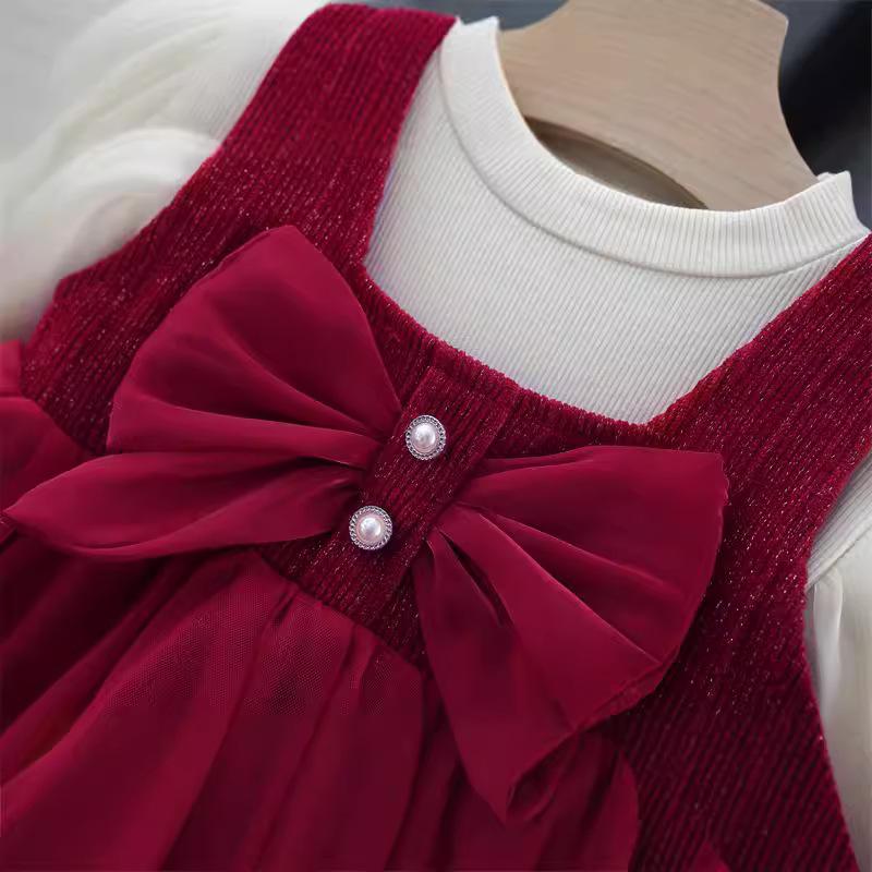 Mädchen Prinzessinnenkleid Zweiteiliges Set Baby Westenkleid Basismantel Set