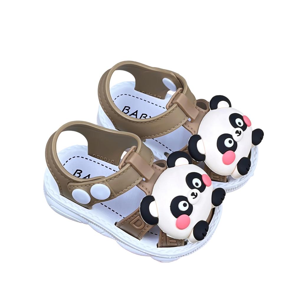 Summer new cartoon panda sandals for boys and girls, non-slip toddler closed-toe shoes for baby boys