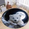 2D Polar Bear Hole Area Rug, Realistic Arctic Bear Print Round Carpet, Non-Slip Funny Floor Mat, Christmas Living Room Decor Rug