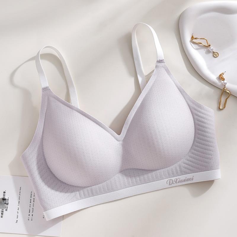 Jelly glue contrast color thin collection milk no steel ring soft support bra cover gather candy color