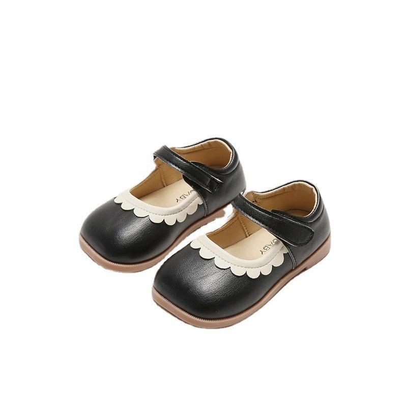 

Children S Flats Girls Performance Leather Shoes Kids S Princess Dress Shoes Toddler Black Pleated Edge Soft Single Shoes 21