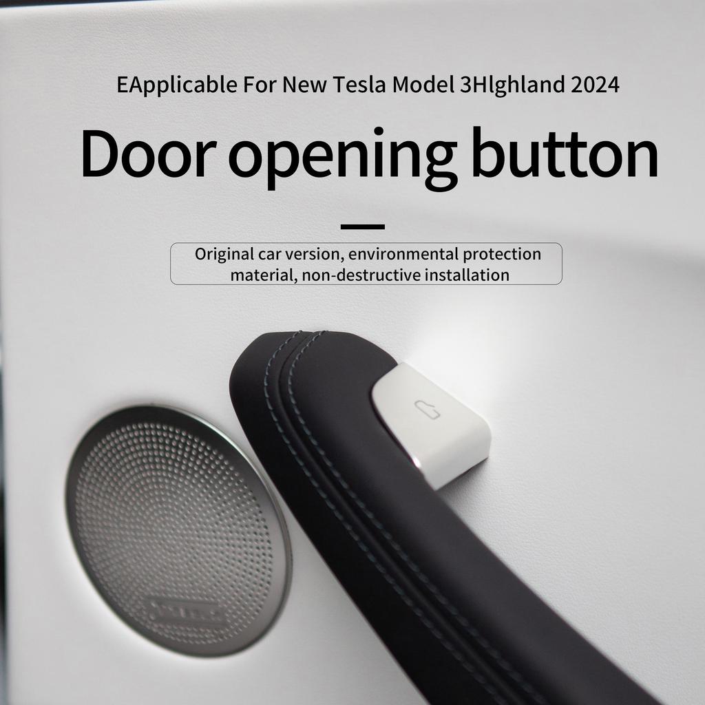 Heenvn 4PCS Car Open Door Button Stickers For Tesla Model 3 Highland Model Y Juniper Model YL Accessories Interior Protect Trim