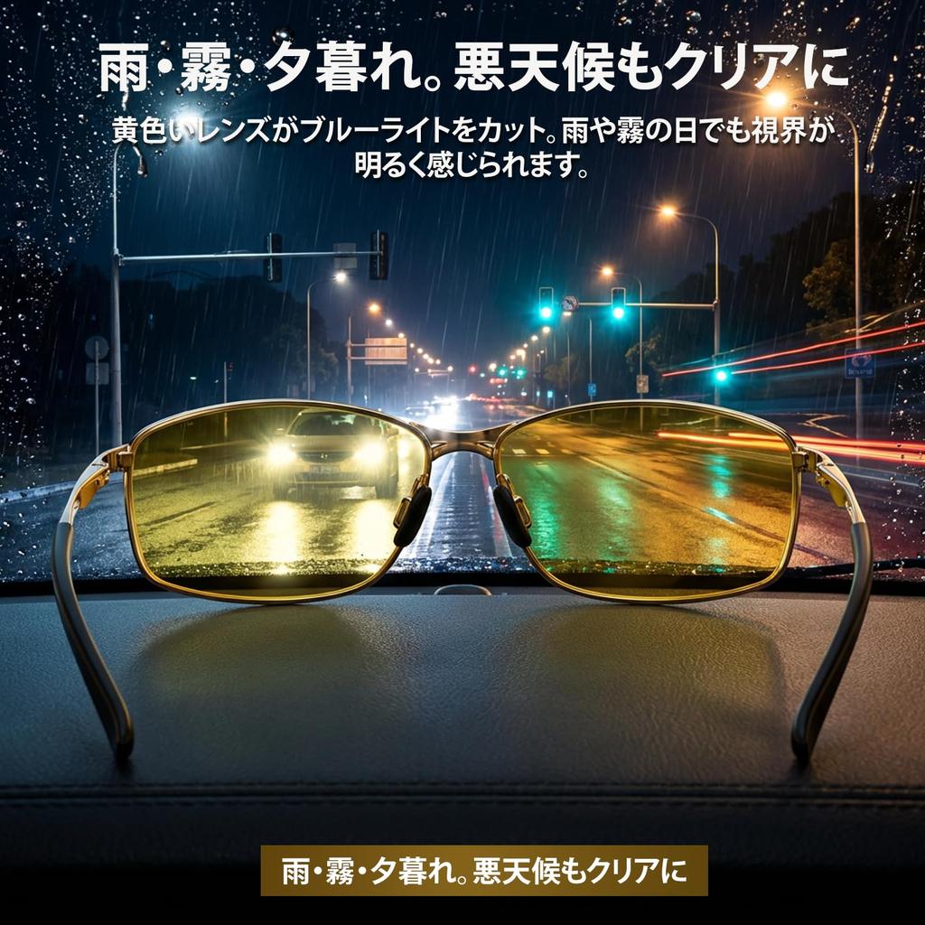 Night Night Glasses for Driving At Day Night Yellow Lens [luckinsell] Sunglasses, Men's Night, UV400, Ultra-lightweight, Outdoor, & Use, (Gold Frame)