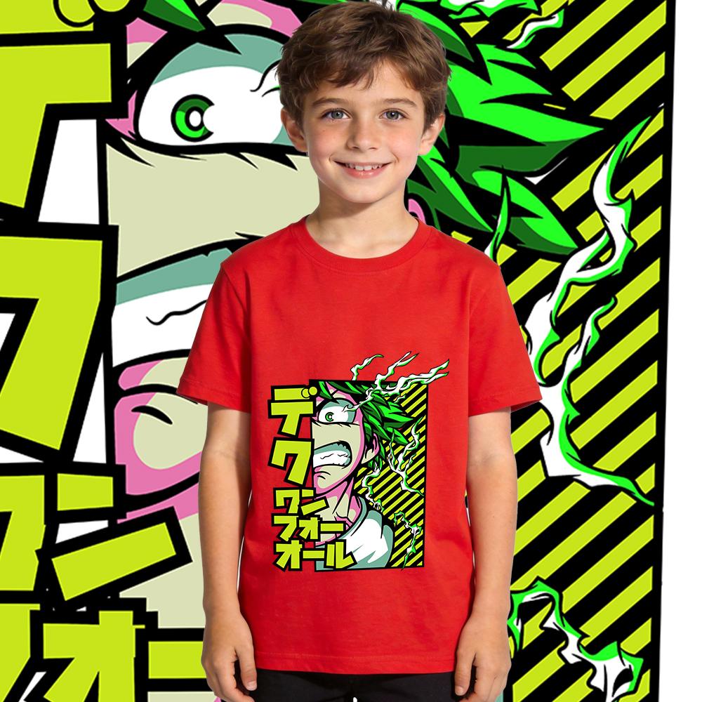 My Hero Academia Midoriya Printed Cotton T Shirt for Kids Boys Girls Casual Short Sleeve Tee