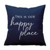 1Pc This Is Our Happy Place Pillow Cover, Polyester 2D Double-Sided Print, Inspirational Quote Design, Cozy Family Home & Car De