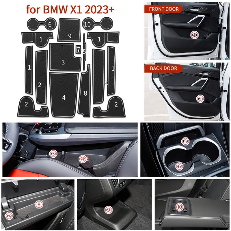 for BMW X1 IX1 2024 X2 IX2 Anti-Slip Gate Slot Mat Interior Accessories Door Groove Pad Cup Holder Rubber Coaster