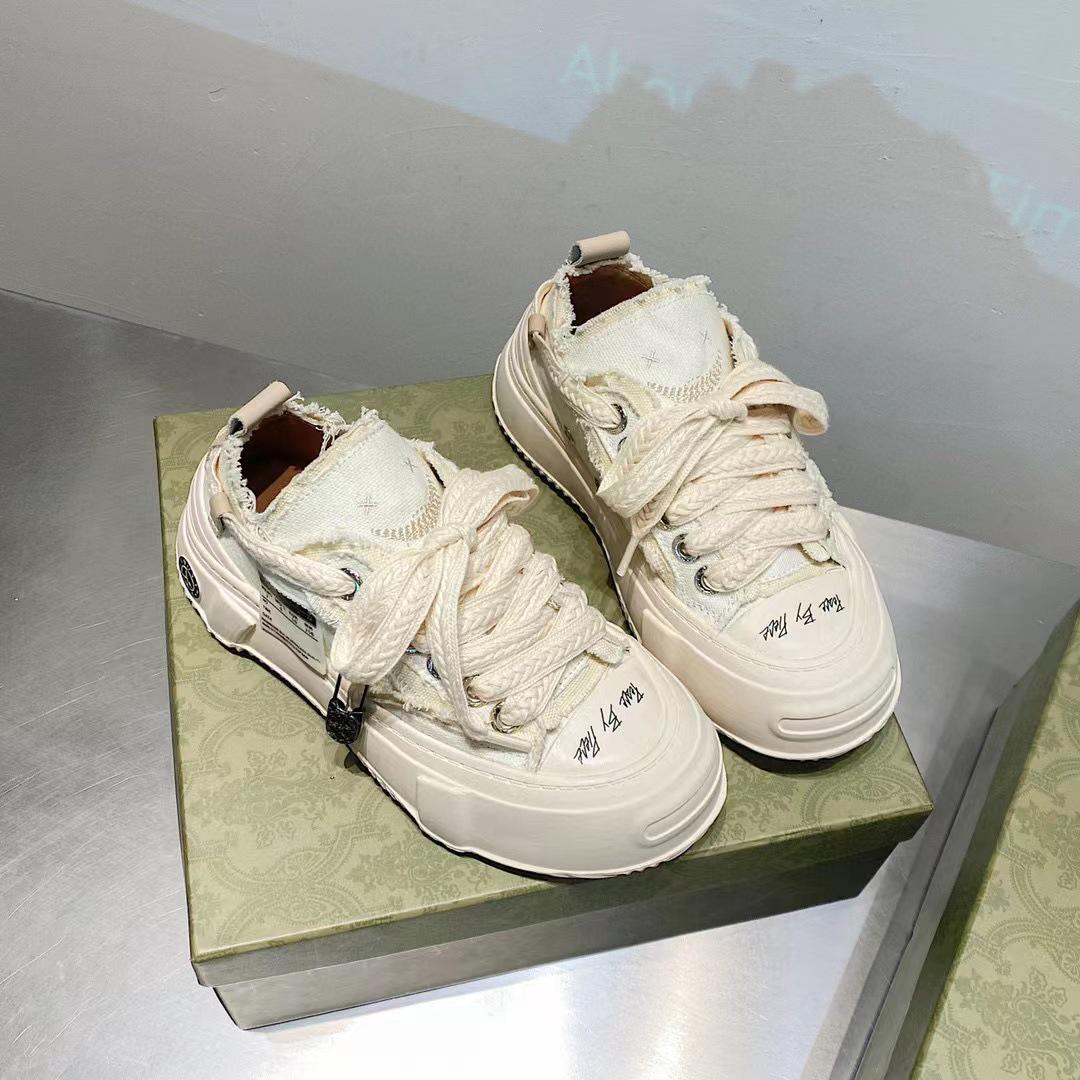 

Стильные женские летние парусиновые кроссовки на шнуровке 2022 года — вдохновленные У Цзяньхао, с толстой подошвой и открытым носком 40 белый